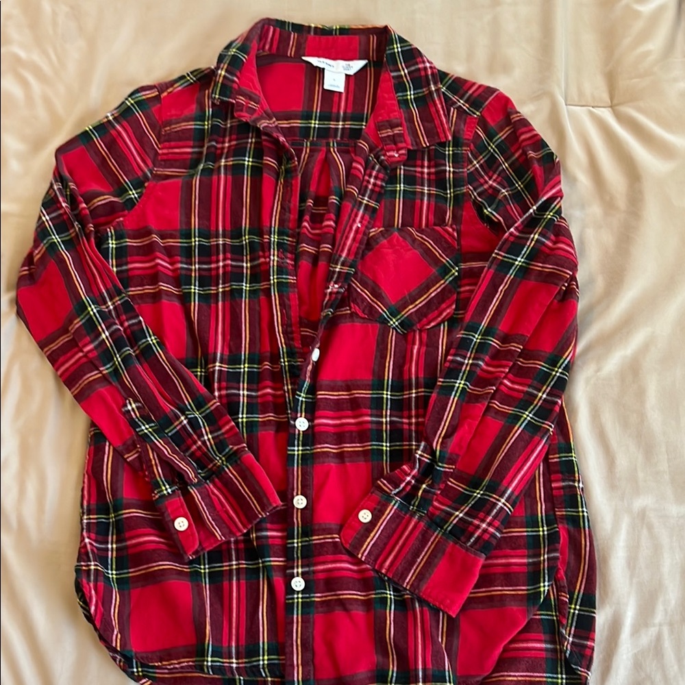 Old Navy Red and Green Plaid Shirt
